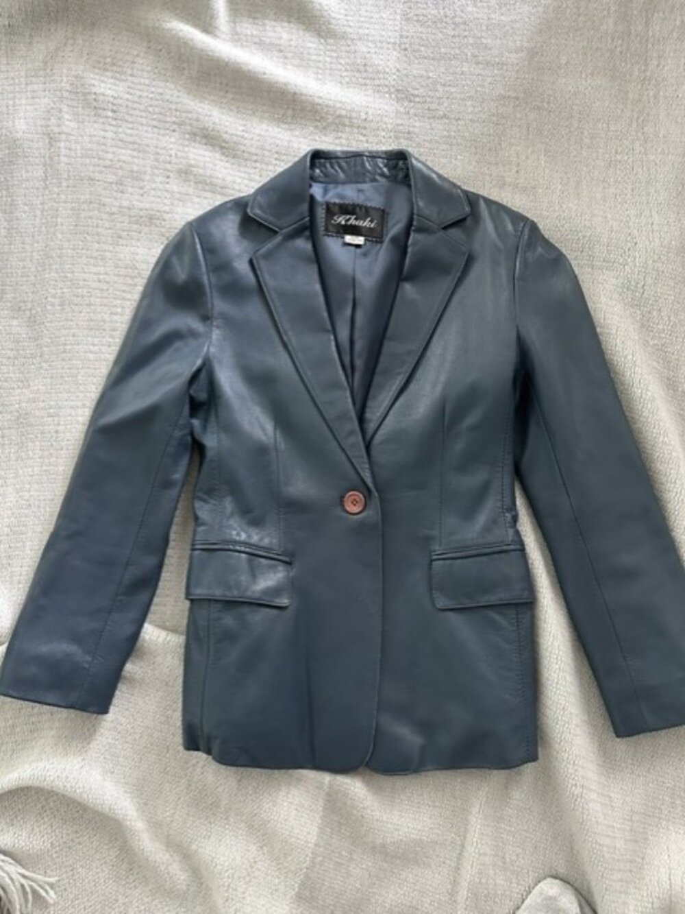 Khaki Blue Lamb leather Blazer XS